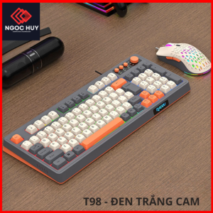 Combo Keyboard (giả cơ)+ Mouse Raiku T98 Đen Trắng Cam